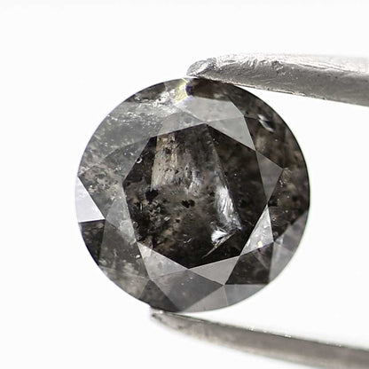 0.68 Carat Gray Round Cut Salt and Pepper Natural Loose Diamond 5.5 MM - Blackdiamond