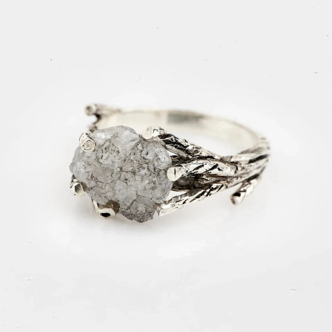 tree rough raw diamond ring