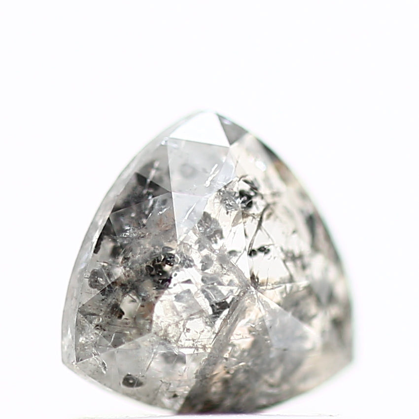 0.70 Carat 5.96 MM Natural Fancy Gray Trillion Salt and Pepper Diamond - Blackdiamond