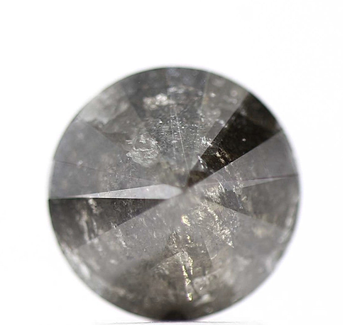 1.87 Carat Natural Cloudy Gray Round Salt and Pepper Diamond 7.8 MM - Blackdiamond