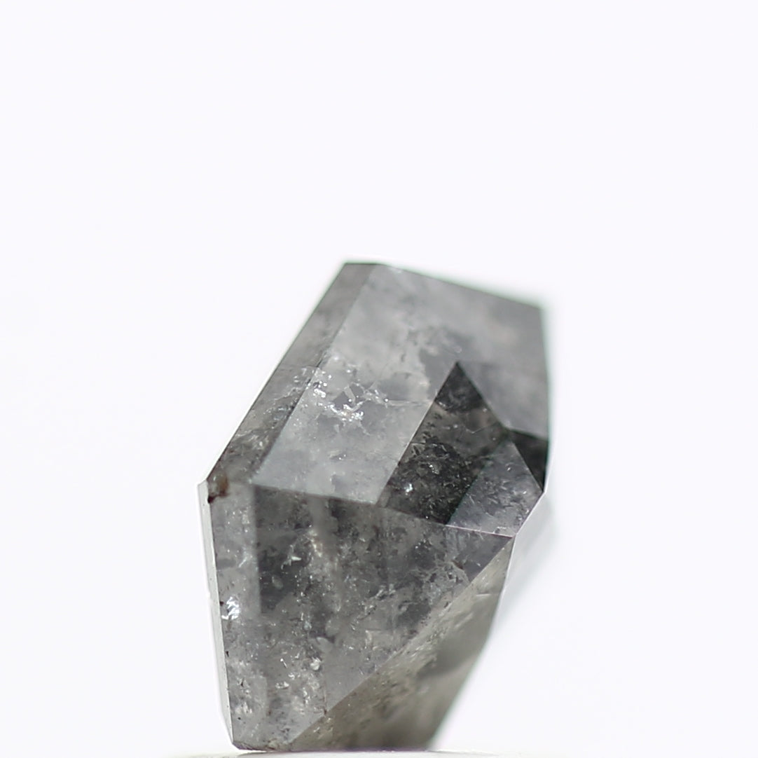 1.54 Carat Grey Hexagon Salt and Pepper Diamond 8.41 MM