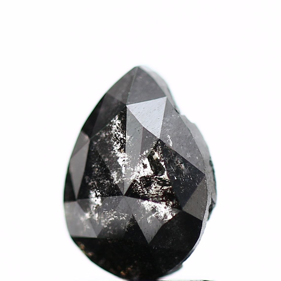 1.21 Carat Rose Cut Pear Natural Loose Black Diamond 8.2 MM