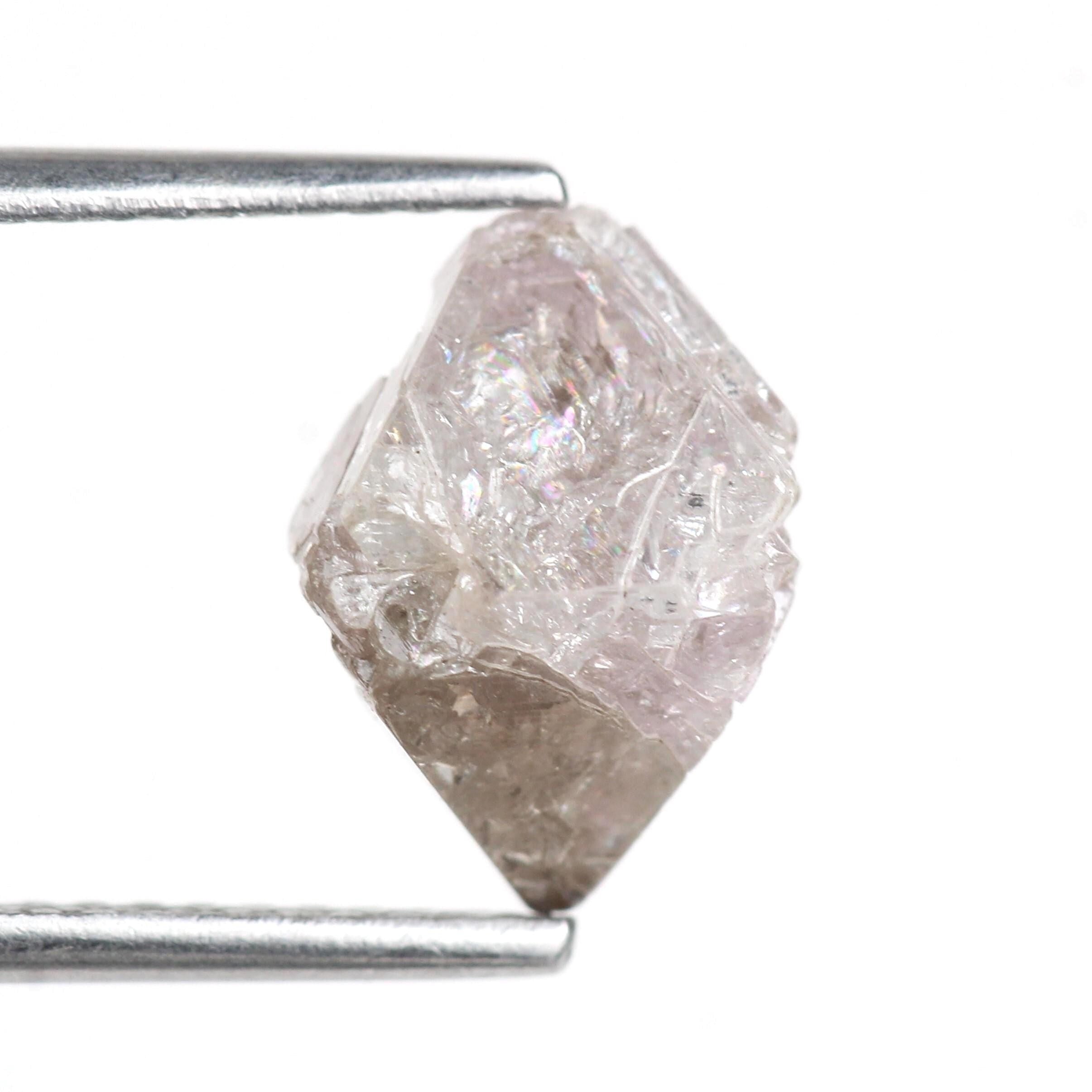 3.52 Carat Natural Rough Purple Pink Octahedron Uncut Diamond 8.5 MM