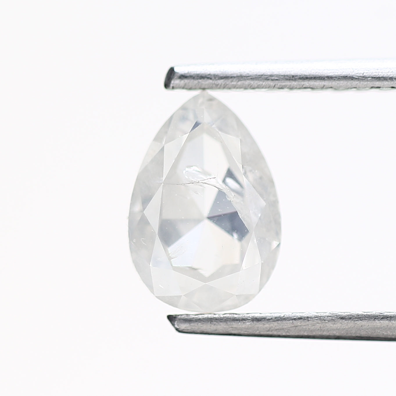 1.33 Carat Natural Icy White Salt and Pepper Pear Diamond 7.87 MM