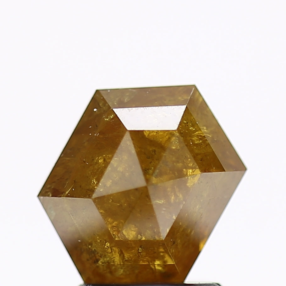 1.87 Carat Natural Yellow Hexagon Salt and Pepper Diamond 8.75 MM