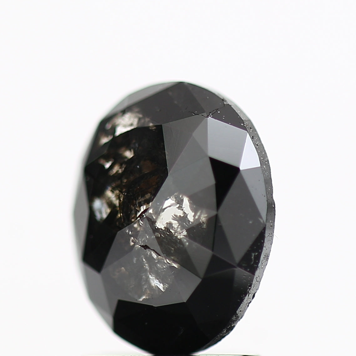 1.15 Ct Natural Black Diamond Oval Rose Cut 8.30 MM