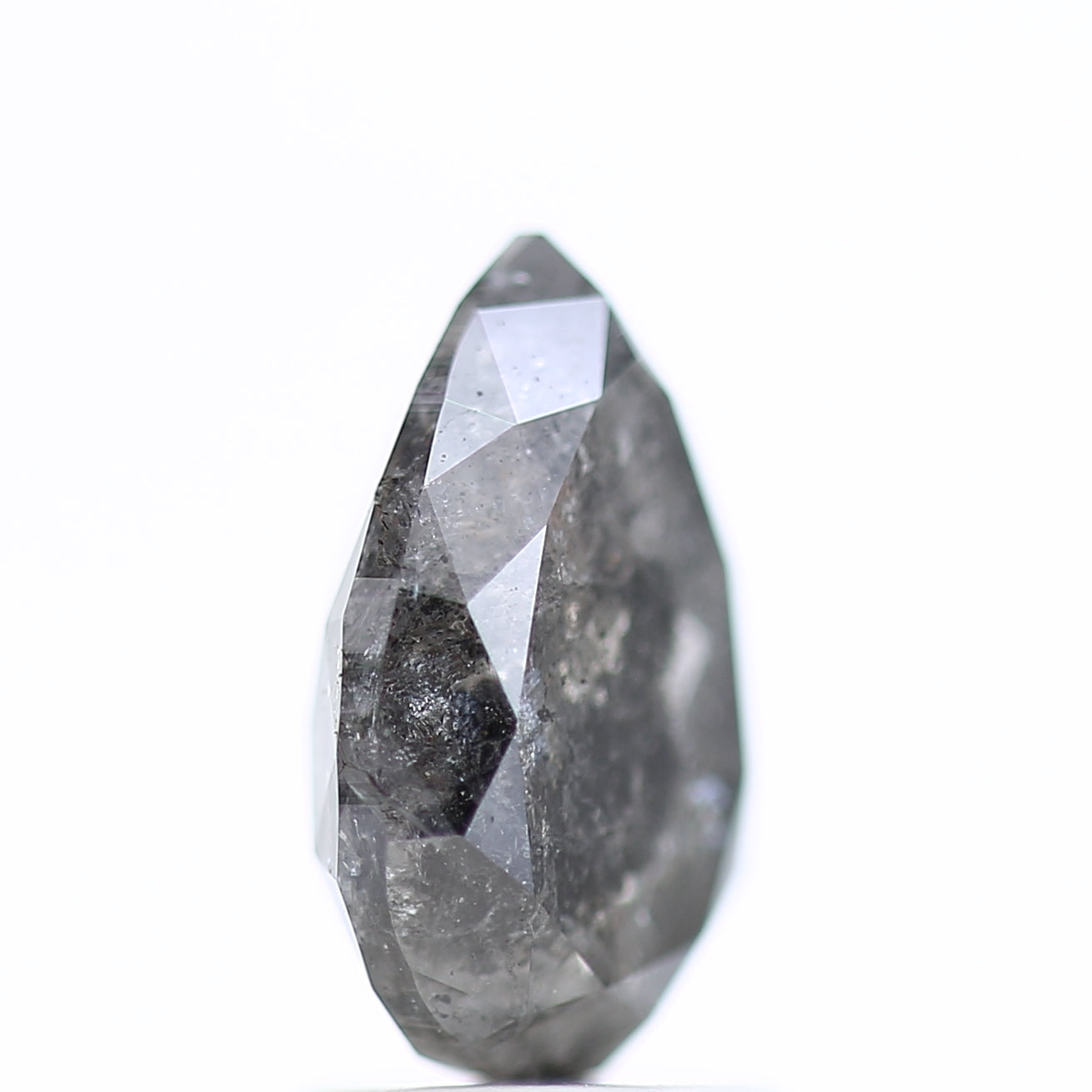2.15 Carat Pear Shaped Salt and Pepper Diamond Natural Grey 9.70 MM