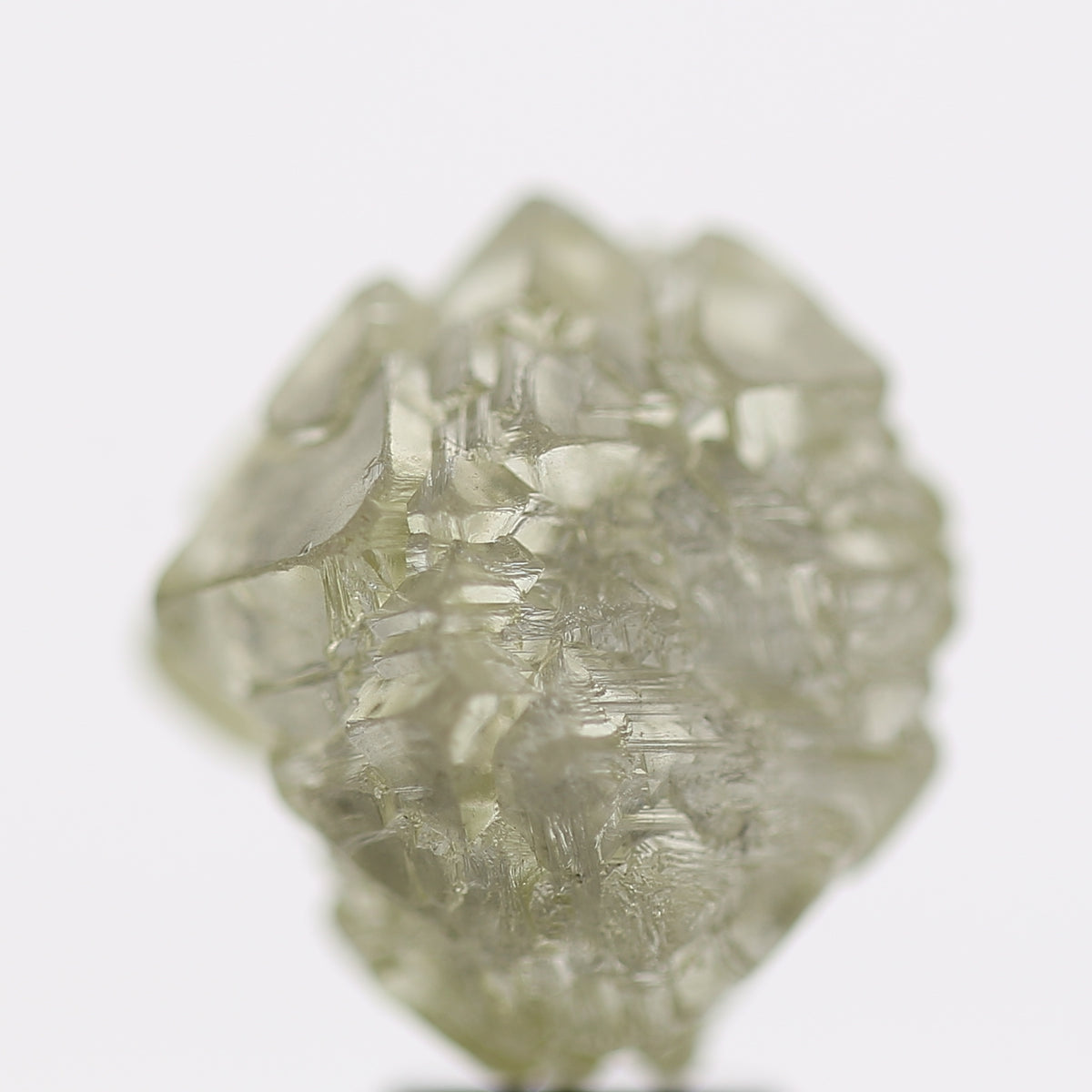 10 Ct Rough Diamond Octahedron Light Green Gray Raw Stone 12.70 MM