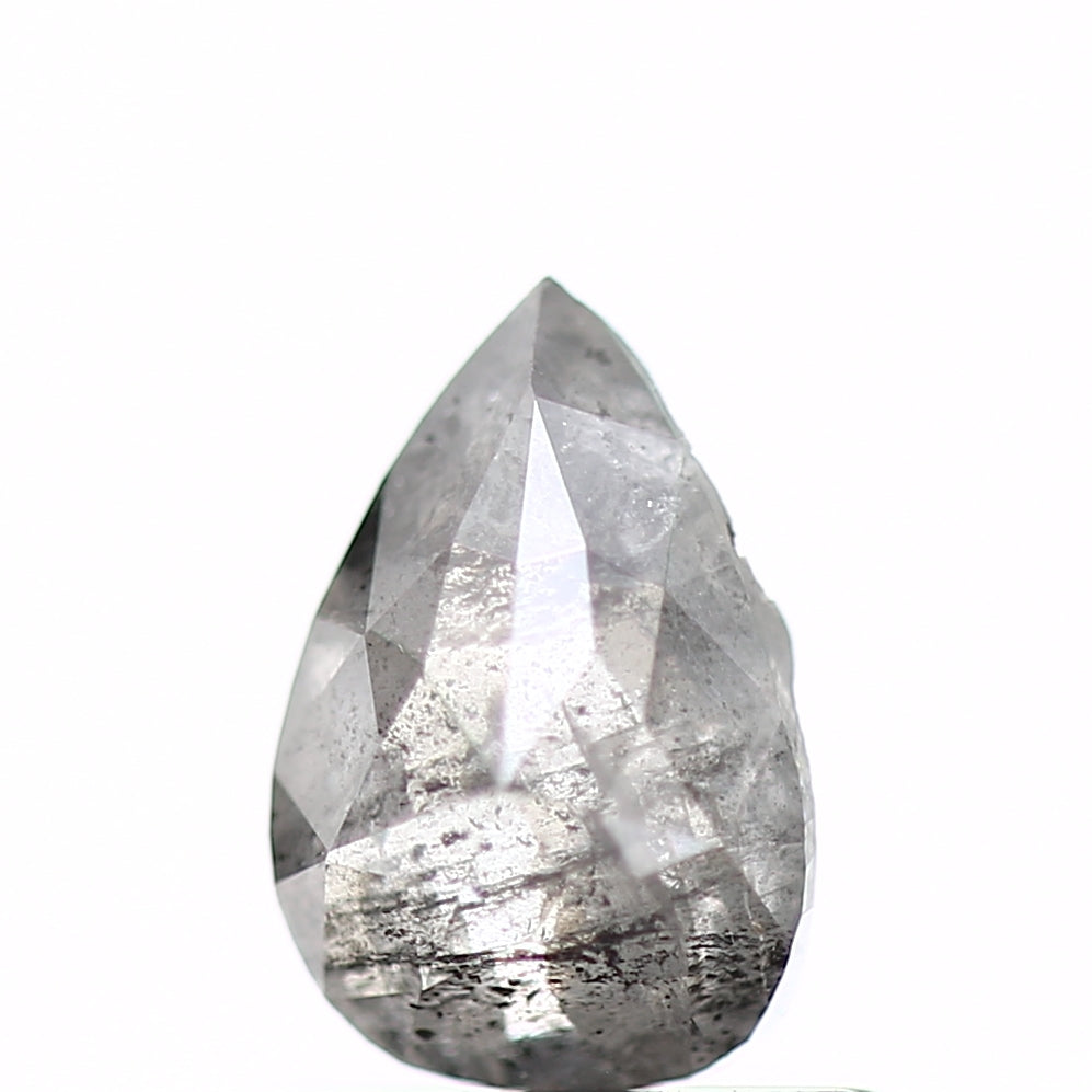 0.74 Carat Natural Pear Rose Cut Gray Salt and Pepper Diamond SDM122