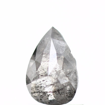 0.74 Carat Natural Pear Rose Cut Gray Salt and Pepper Diamond SDM122