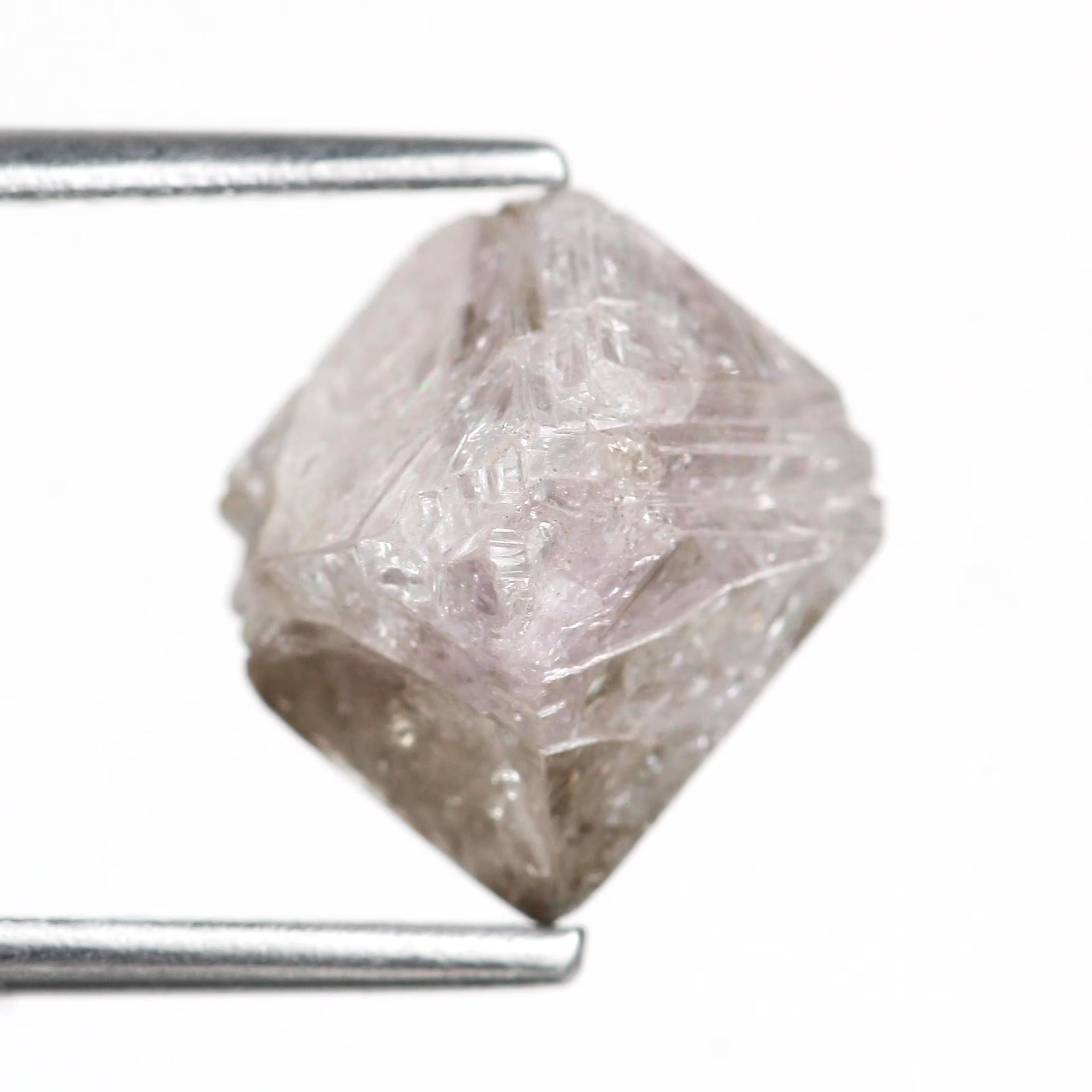 3.52 Carat Natural Rough Purple Pink Octahedron Uncut Diamond 8.5 MM