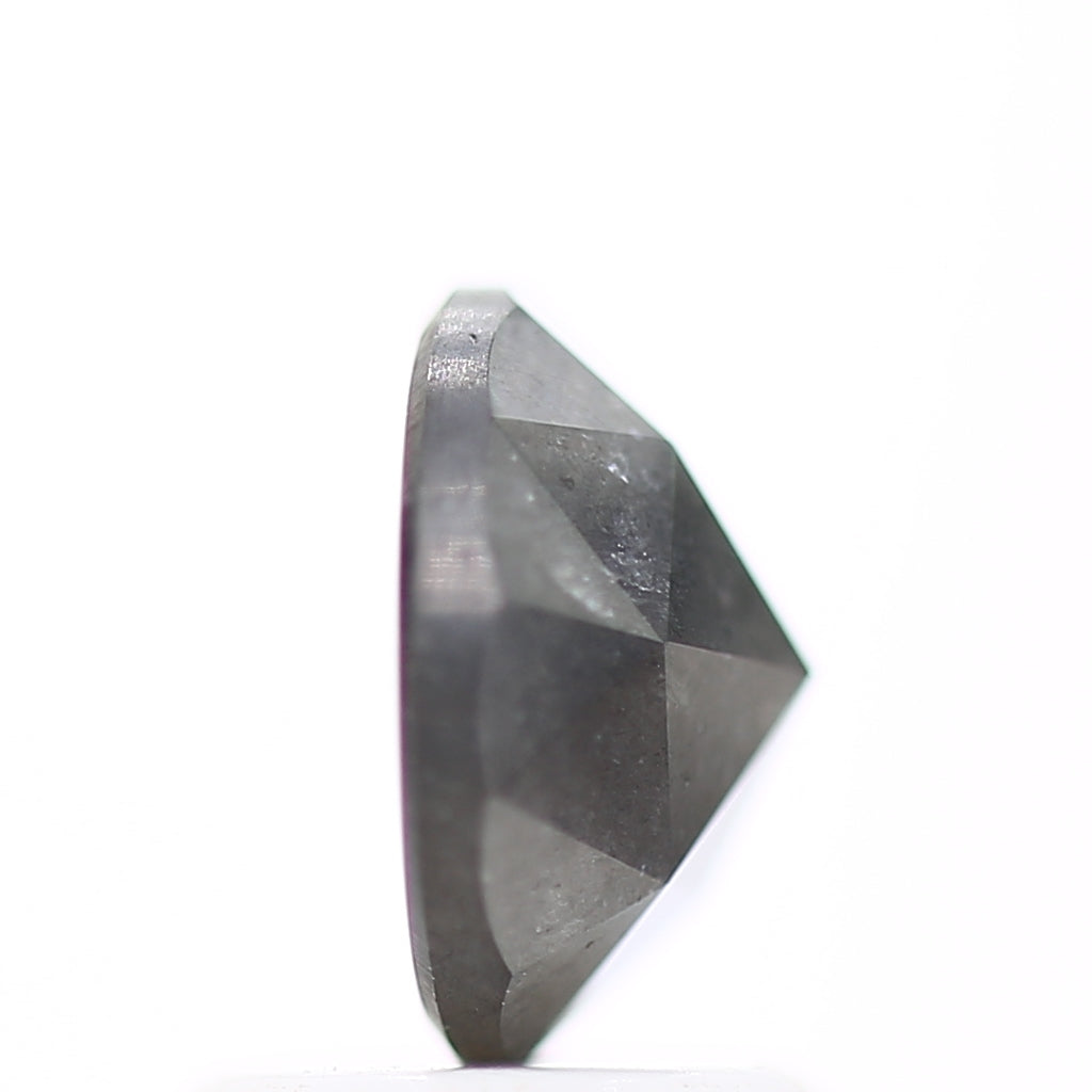 1.29 Carat 7 MM Natural Fancy Gray Rose Cut Salt and Pepper Diamond - Blackdiamond