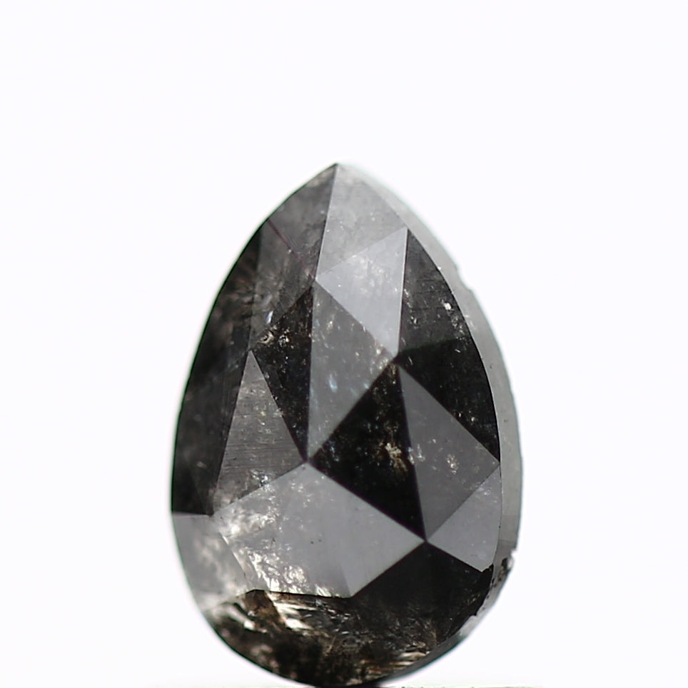 0.63 Carat Natural Pear Rose Cut Black Salt and Pepper Diamond SDM153