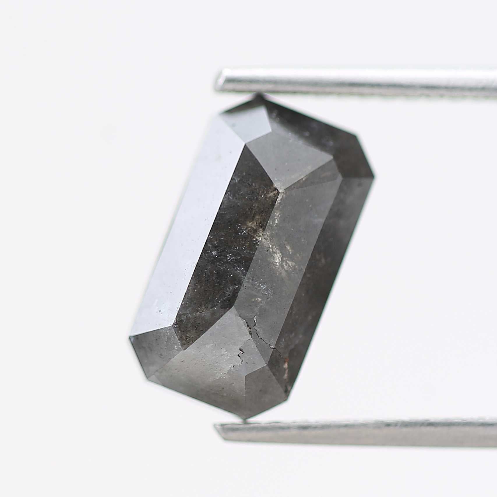 2.98 Carat 10.9 MM Natural Fancy Gray Emerald Cut Salt Pepper Diamond - Blackdiamond