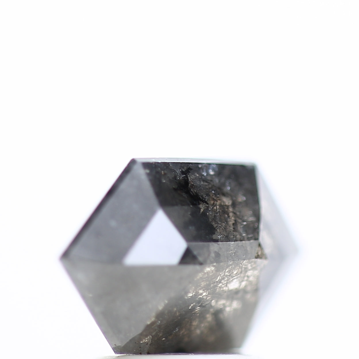 1.58 Carat Natural Hexagon Gray Salt Pepper Diamond 11.19 MM