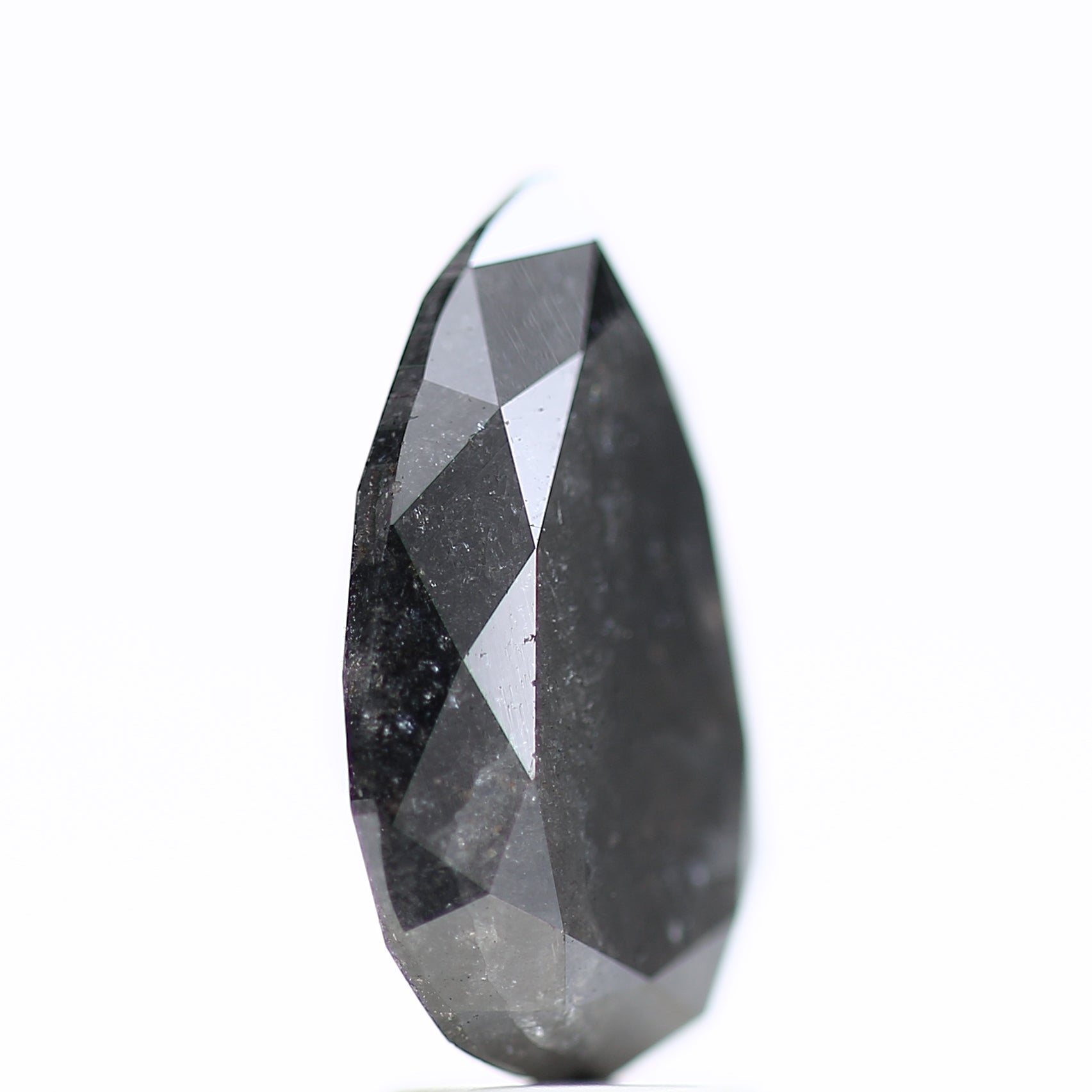 4.44 Carat Natural Pear Salt And Pepper Fancy Black Diamond 13.40 MM
