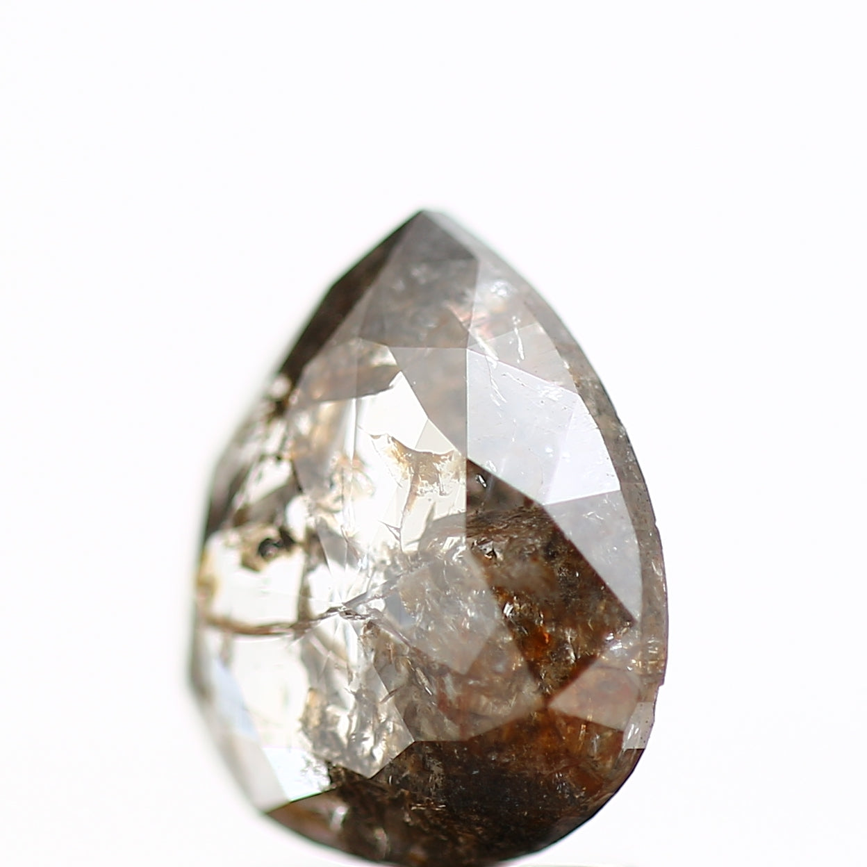 1.54 Carat Fancy Red Brown Pear Salt and Pepper Diamond