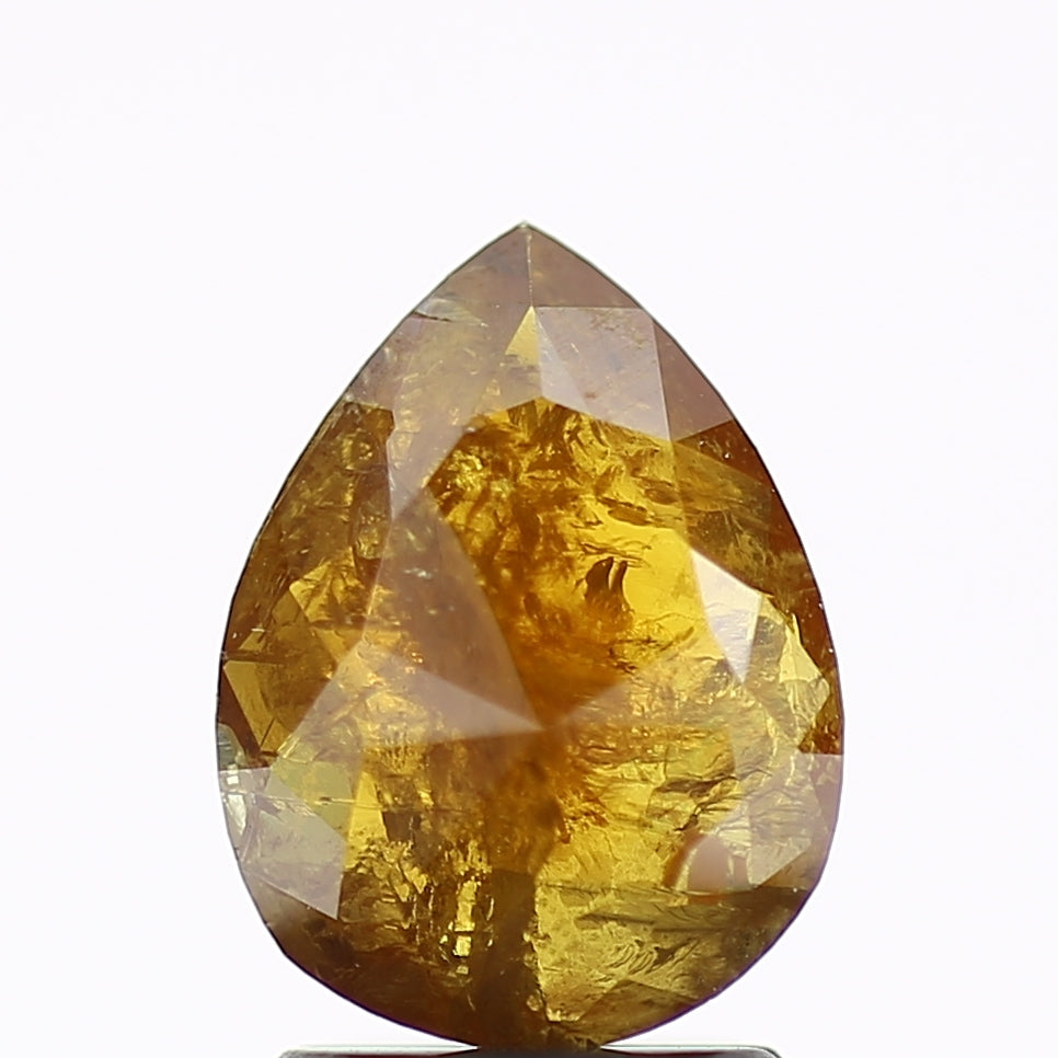 1.50 Carat Pear Salt and Pepper Diamond Yellowish Orange 9.2 MM