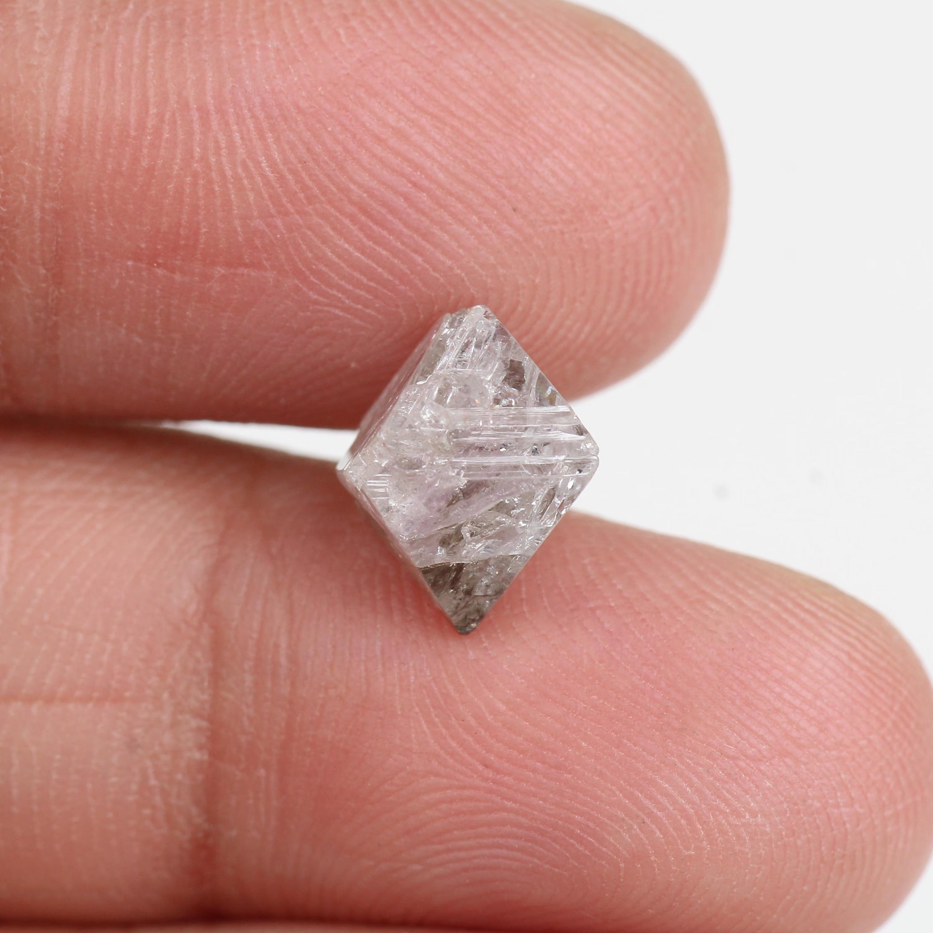 3.52 Carat Natural Rough Purple Pink Octahedron Uncut Diamond 8.5 MM