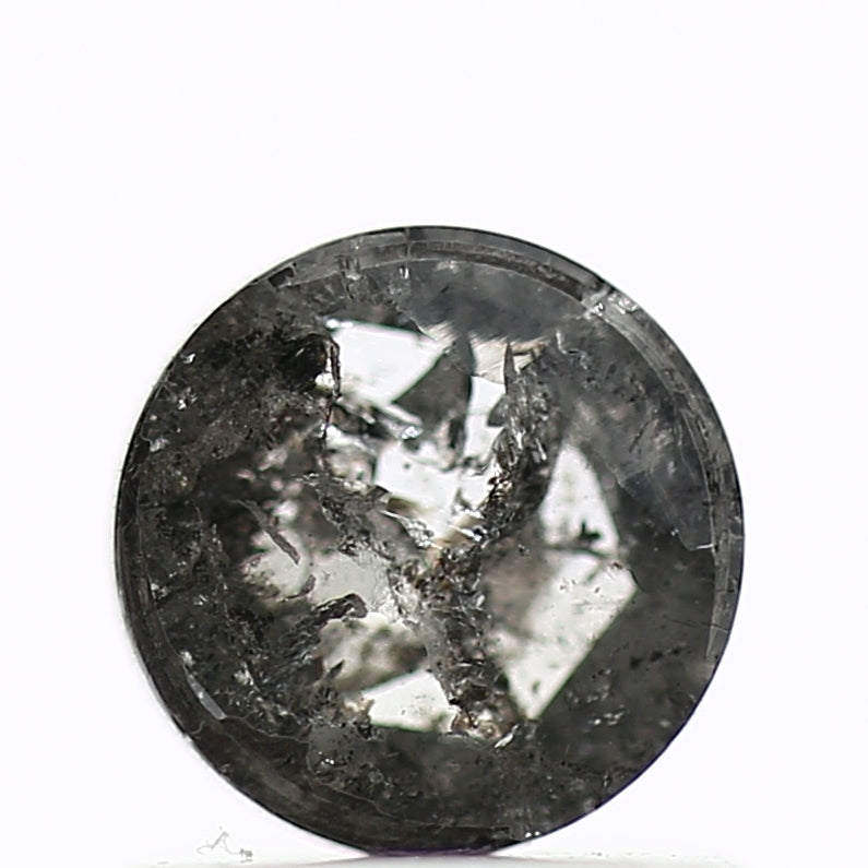 0.83 Carat 5.6 MM Natural Fancy Gray Rose Cut Salt and Pepper Diamond - Blackdiamond