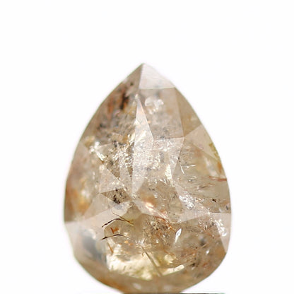 1.41 Carat Rose Cut Pear Salt and Pepper Natural Diamond 8.6 MM