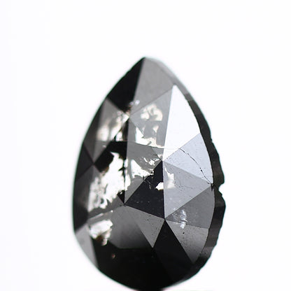 1.61 Carat Pear Rose Cut Salt And Pepper Galaxy Diamond