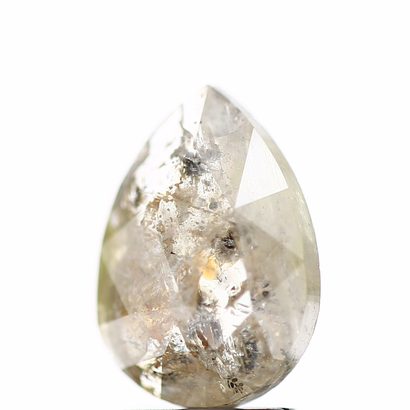 1.74 Carat Natural Gray Salt and Pepper Pear Diamond