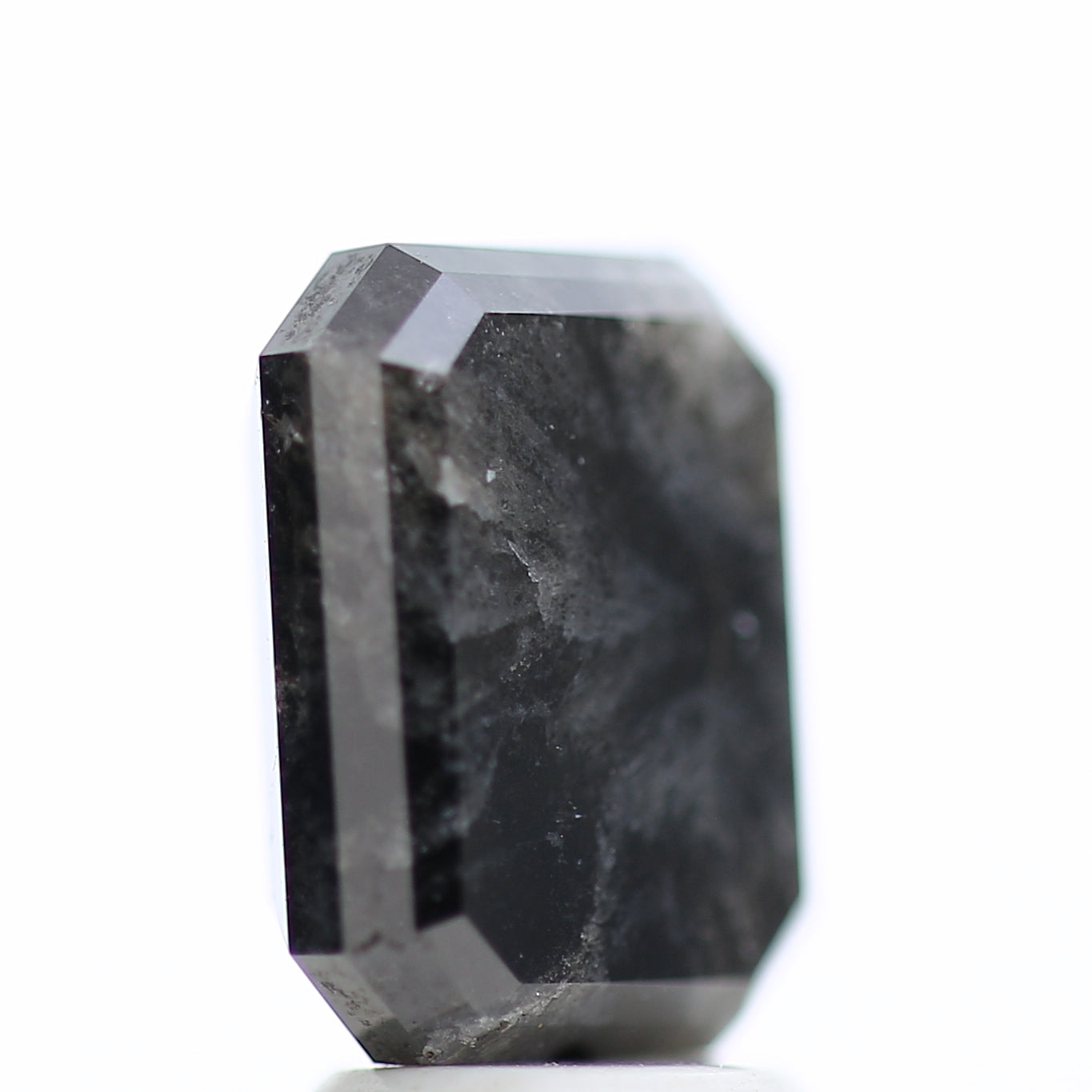 4 Carat Natural Emerald Cut Black Salt And Pepper Diamond 9.74 MM