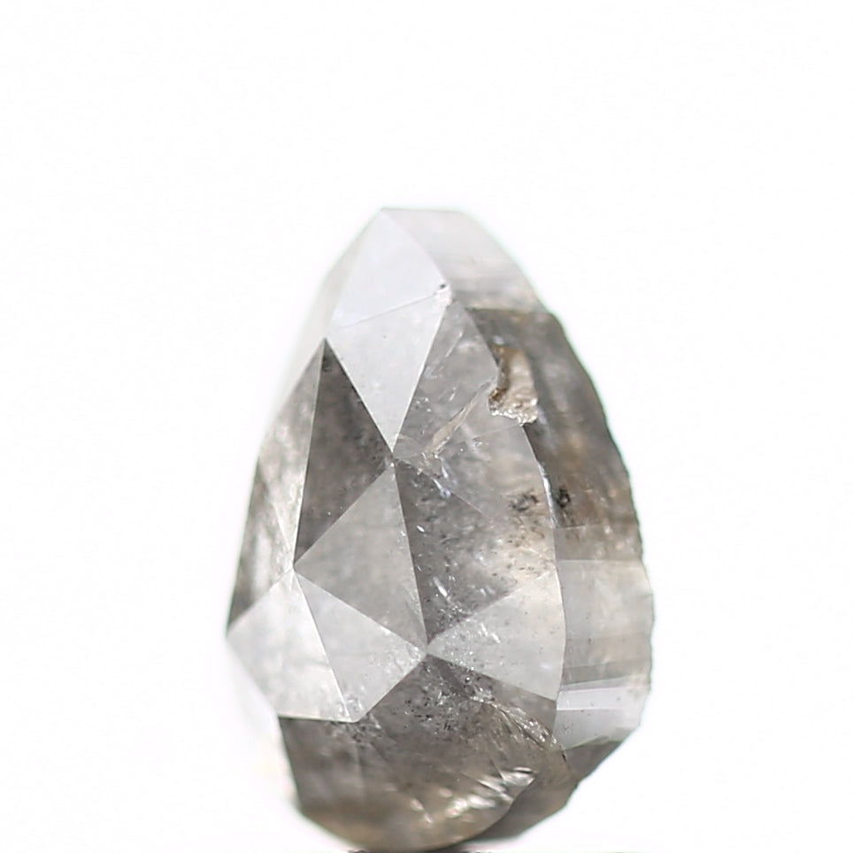 0.95 Carat Natural Pear Rosecut Gray Salt and Pepper Diamond SDM97