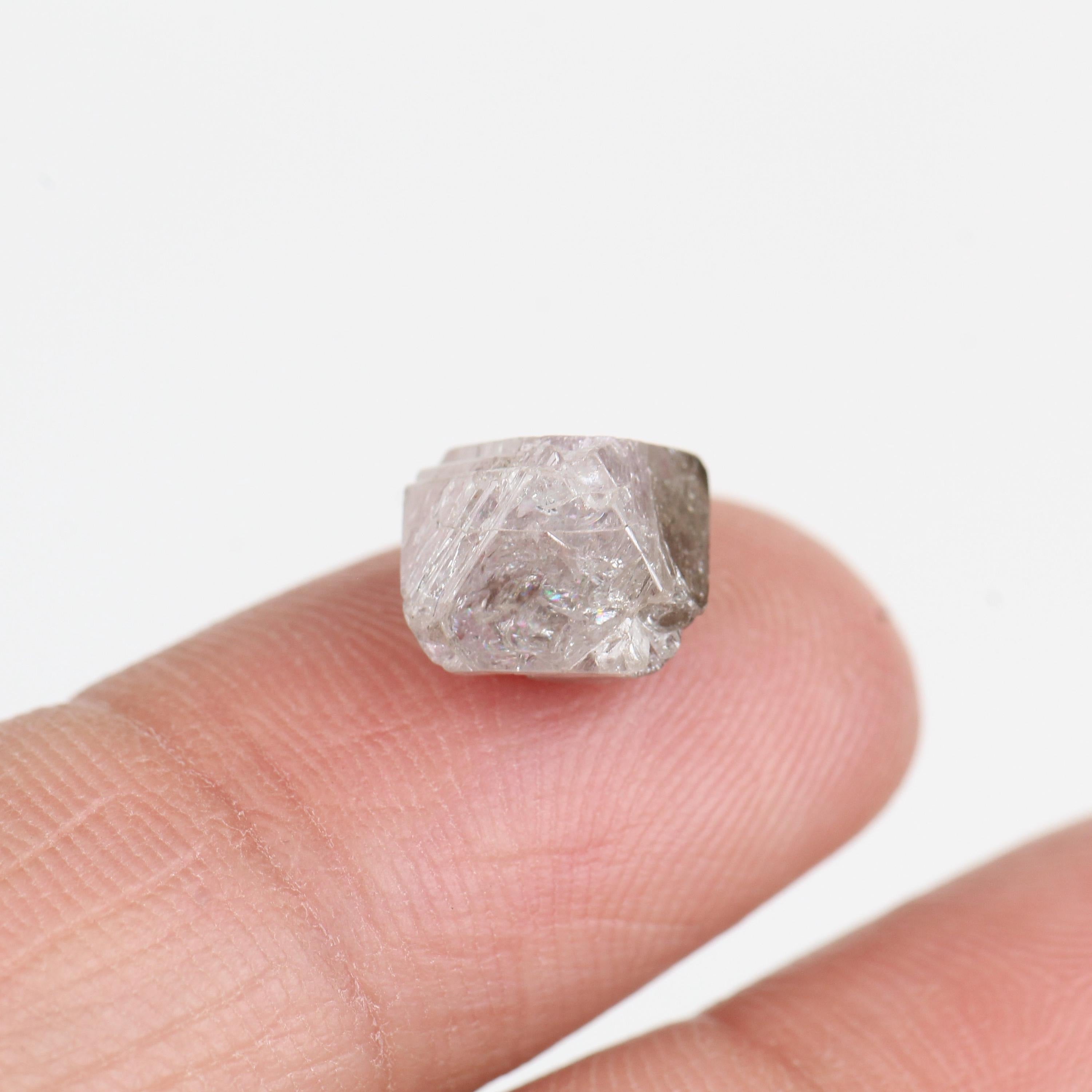 3.52 Carat Natural Rough Purple Pink Octahedron Uncut Diamond 8.5 MM