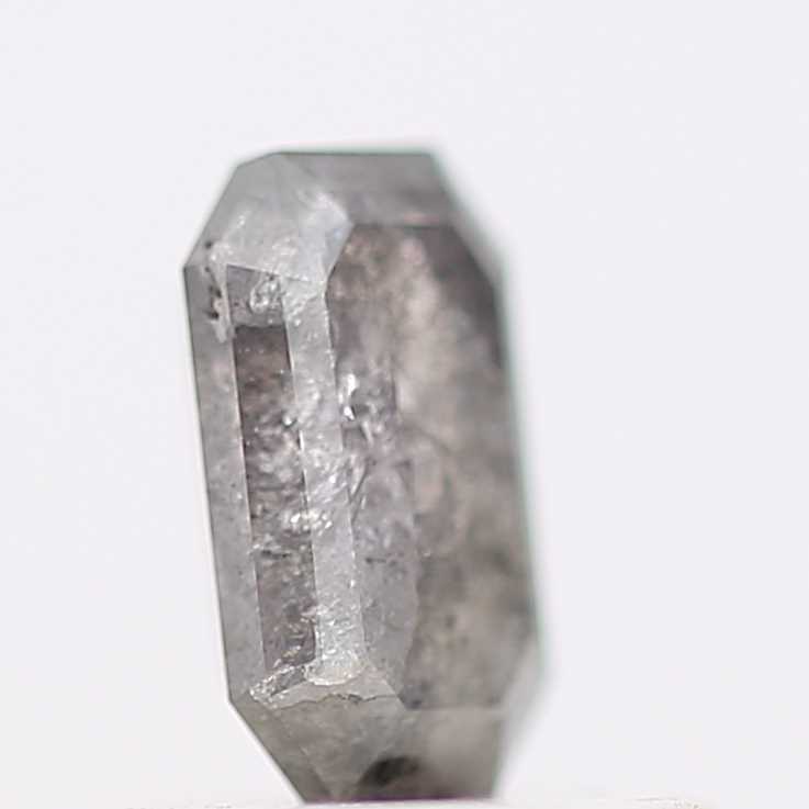 0.53 Carat 5.80 MM Gray Emerald Cut Salt and Pepper Natural Diamond - Blackdiamond