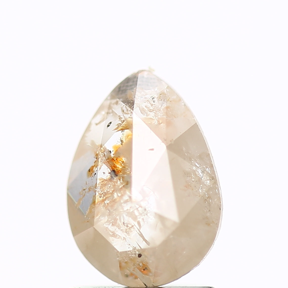 0.72 Carat Natural Peach Pear Rose Cut Salt Pepper Diamond 8.20 MM