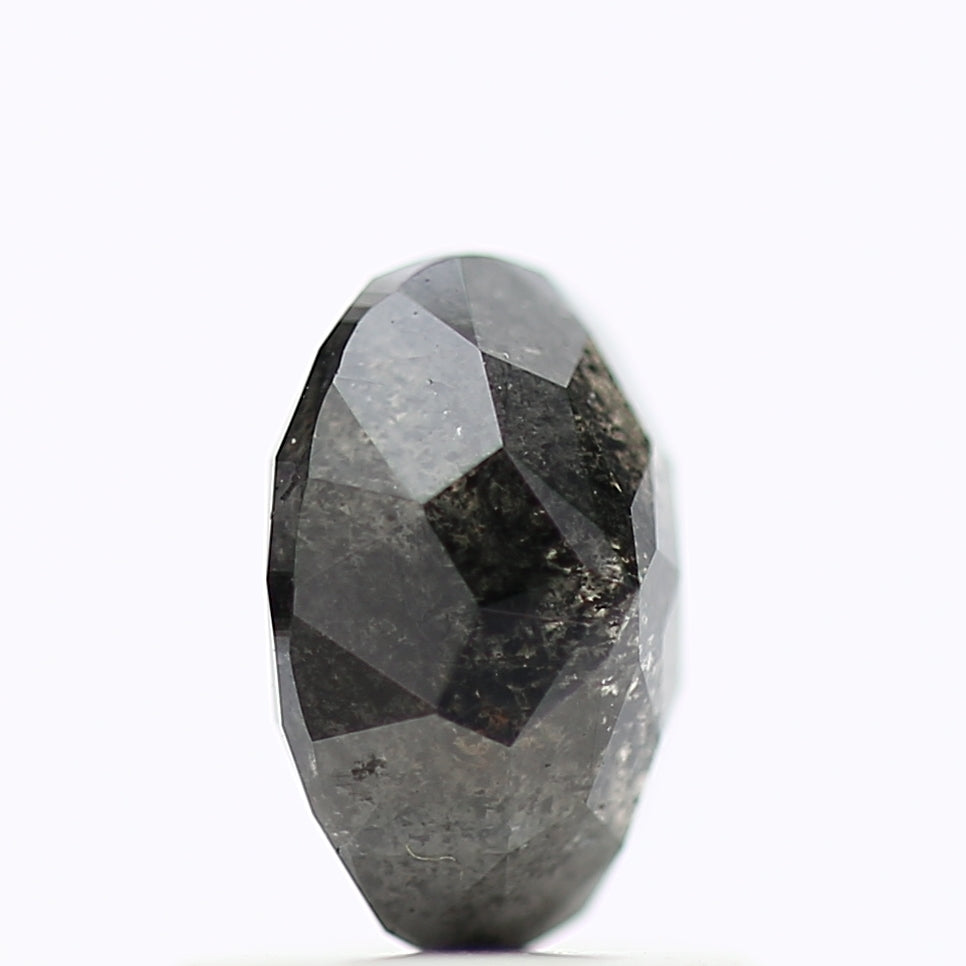 0.84 Carat Natural Oval Stones For Black Speckled Diamond Ring 6.75 MM
