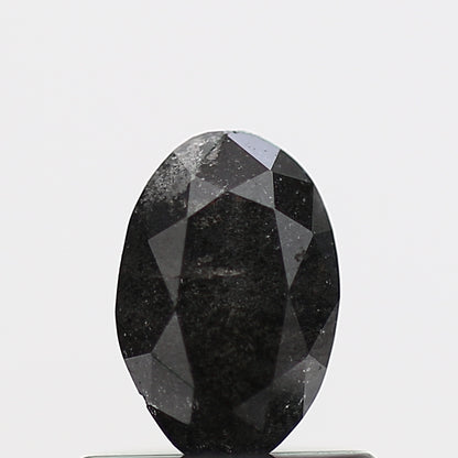 1.02 Carat Fancy Black Oval Salt and Pepper Diamond 6.3 MM