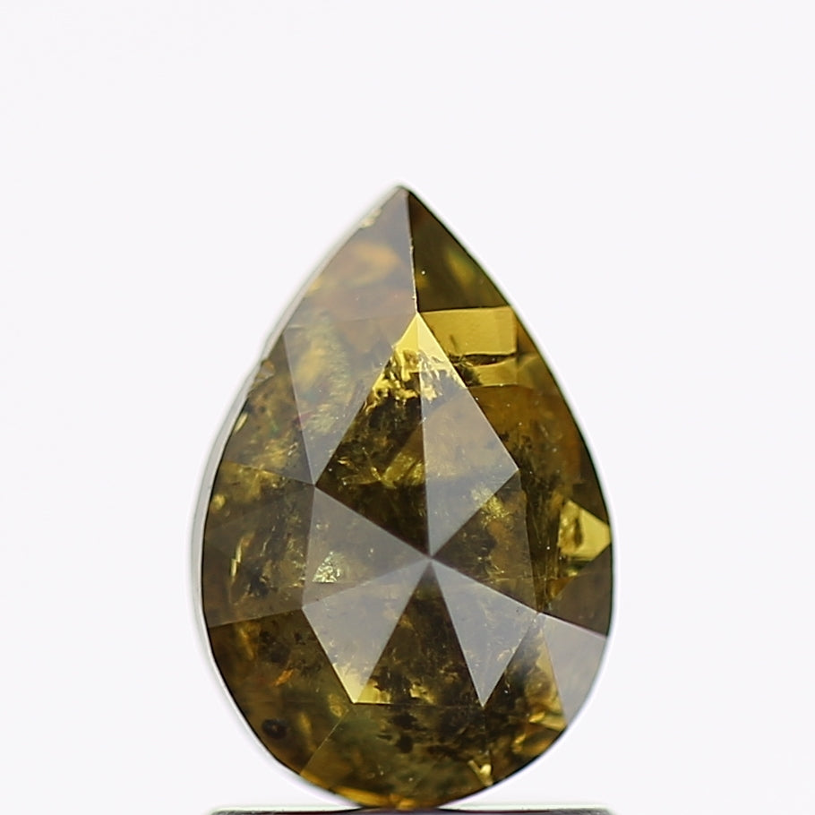 1.29 Carat Natural Pear Salt and Pepper Diamond Fancy Deep Yellow 8.5 MM