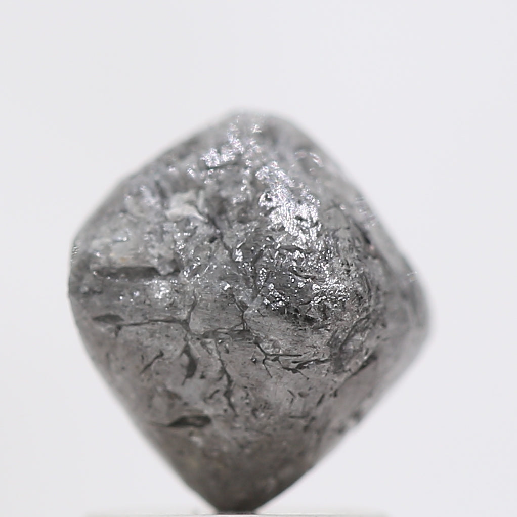 2.22 Carat Fancy Gray Octahedron Natural Raw Rough Diamond 7.40 MM - Blackdiamond