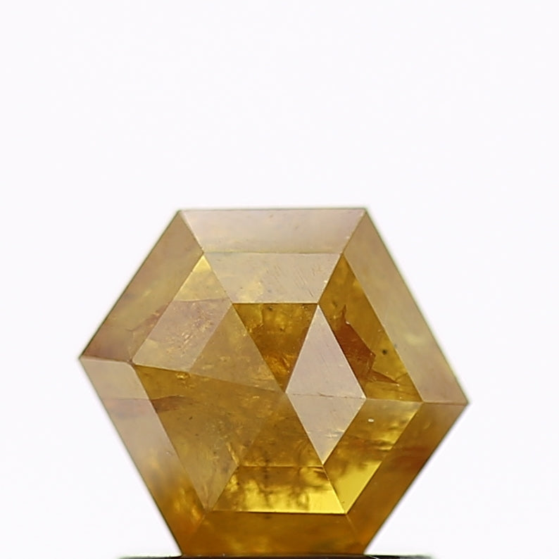 1.38 Carat Fancy Yellow Hexagon Salt and Pepper Diamond 6.8 MM
