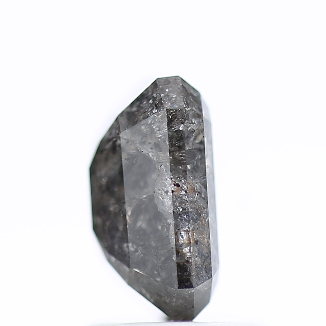 1.75 Carat Natural Galaxy Emerald Cut Salt and Pepper Diamond 7.70 MM