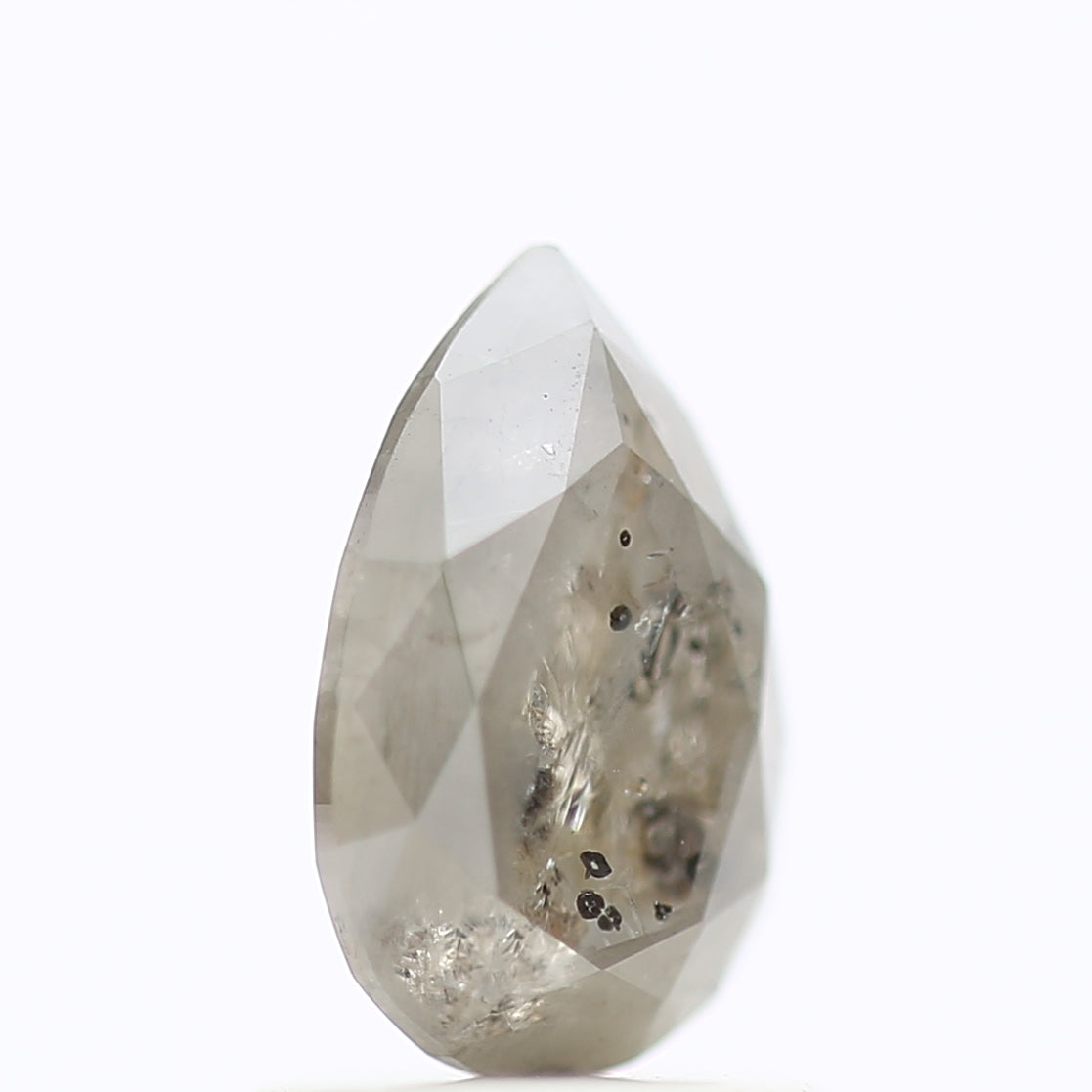1 Carat Natural Pear Cut Gray Salt Pepper Diamond 8.18 MM