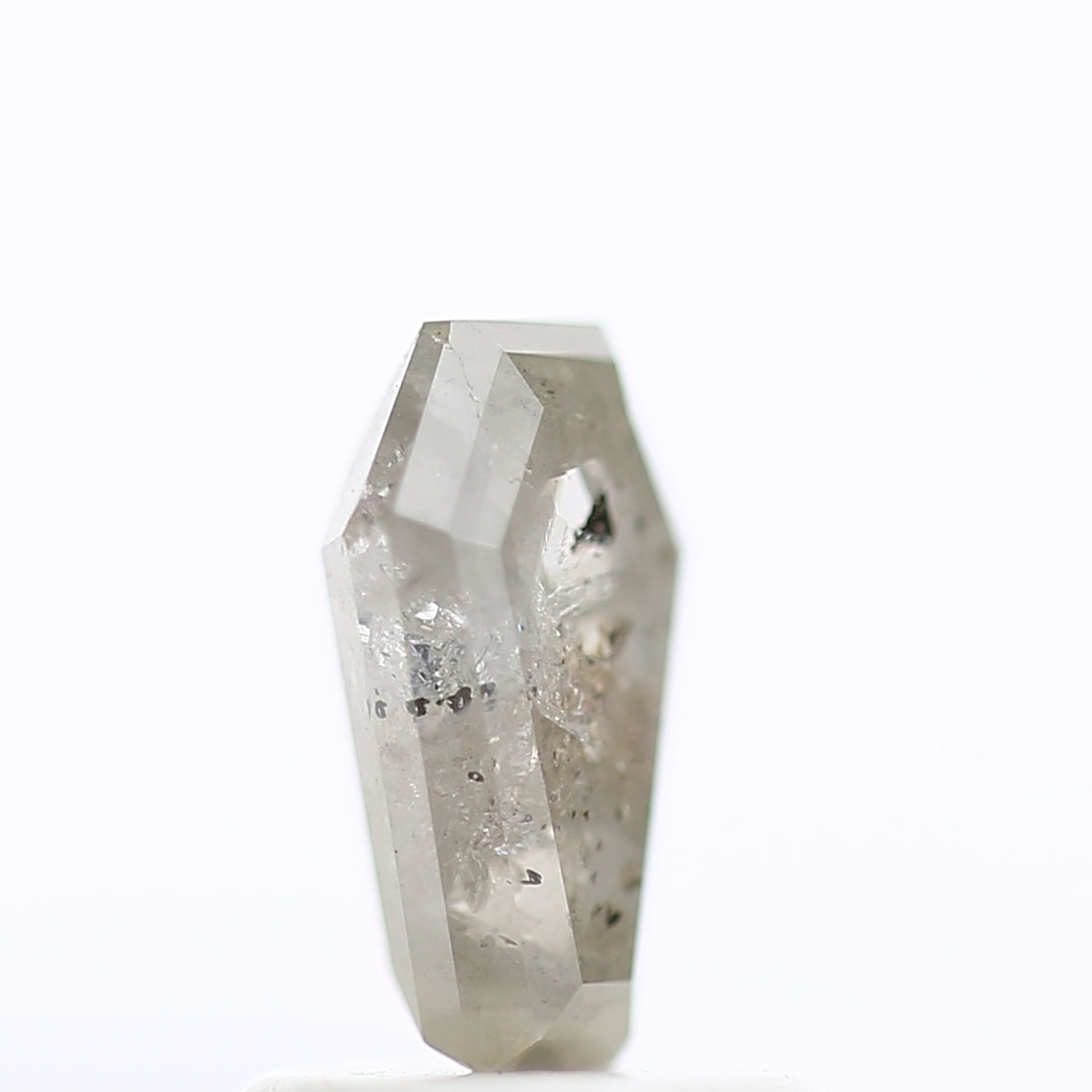 0.88 Carat Coffin Cut Fancy Gray Salt & Pepper Diamond 7.46 MM