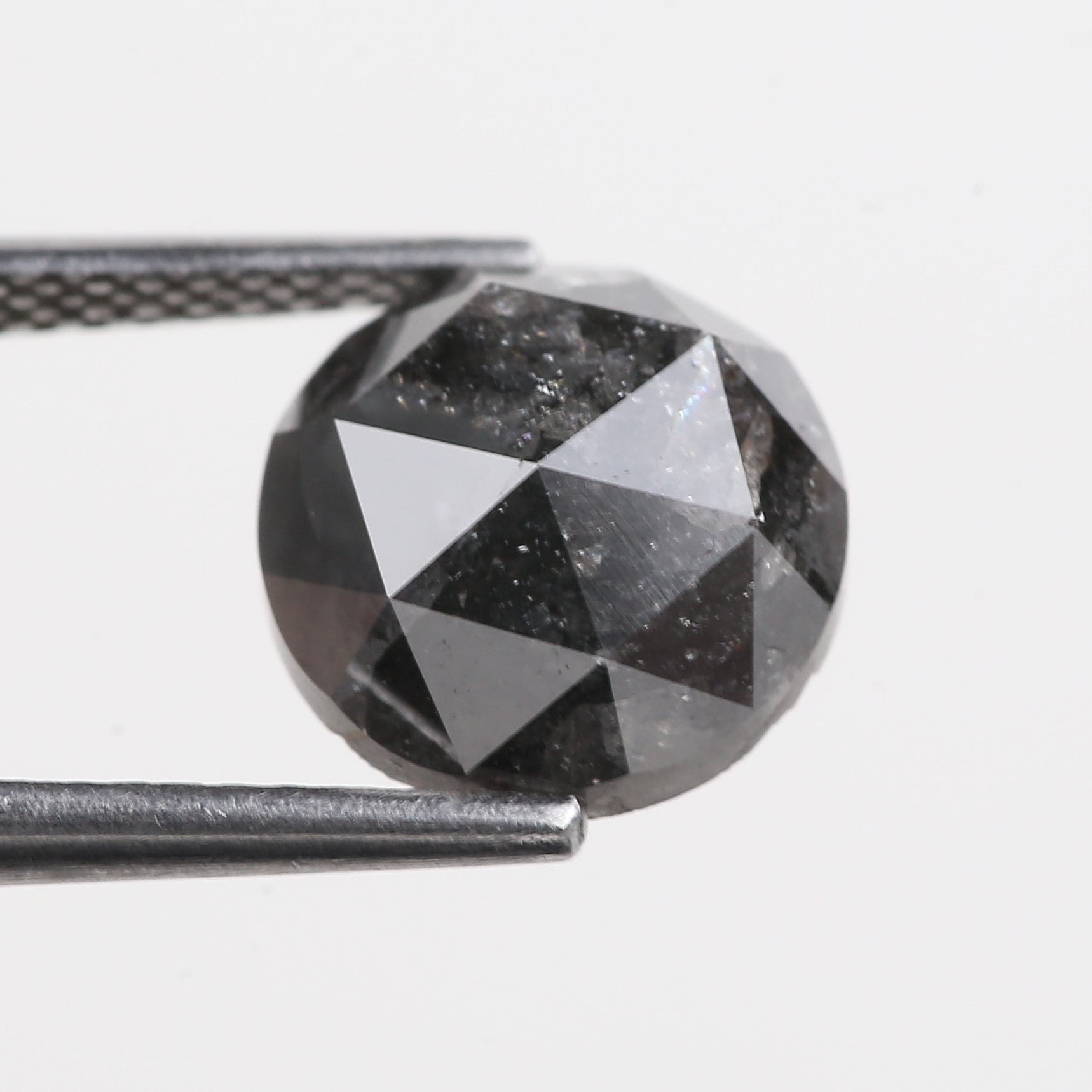 3.10 Carat Natural Black Diamond Round Rose Cut Diamond 9.11 MM