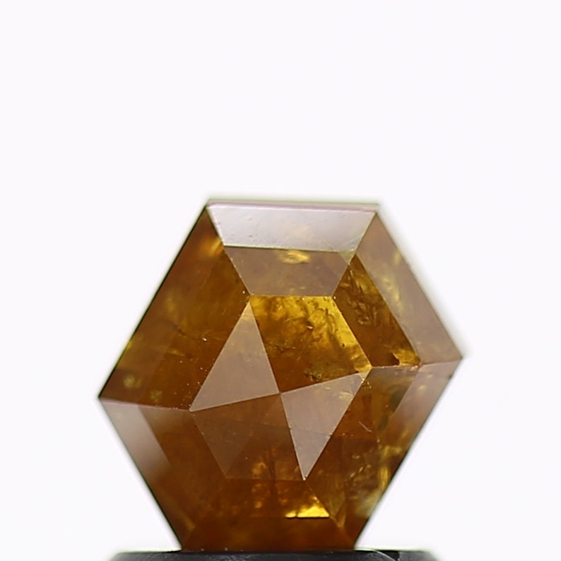 1.21 Carat Natural Orange Yellow Hexagon Salt and Pepper Diamond 6.9 MM