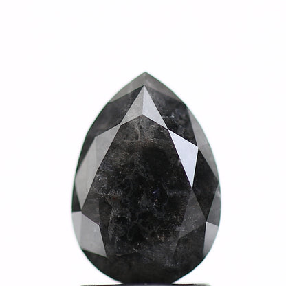 1.81 Carat Fancy Gray Black Salt and Pepper Pear Diamond 9.12 MM