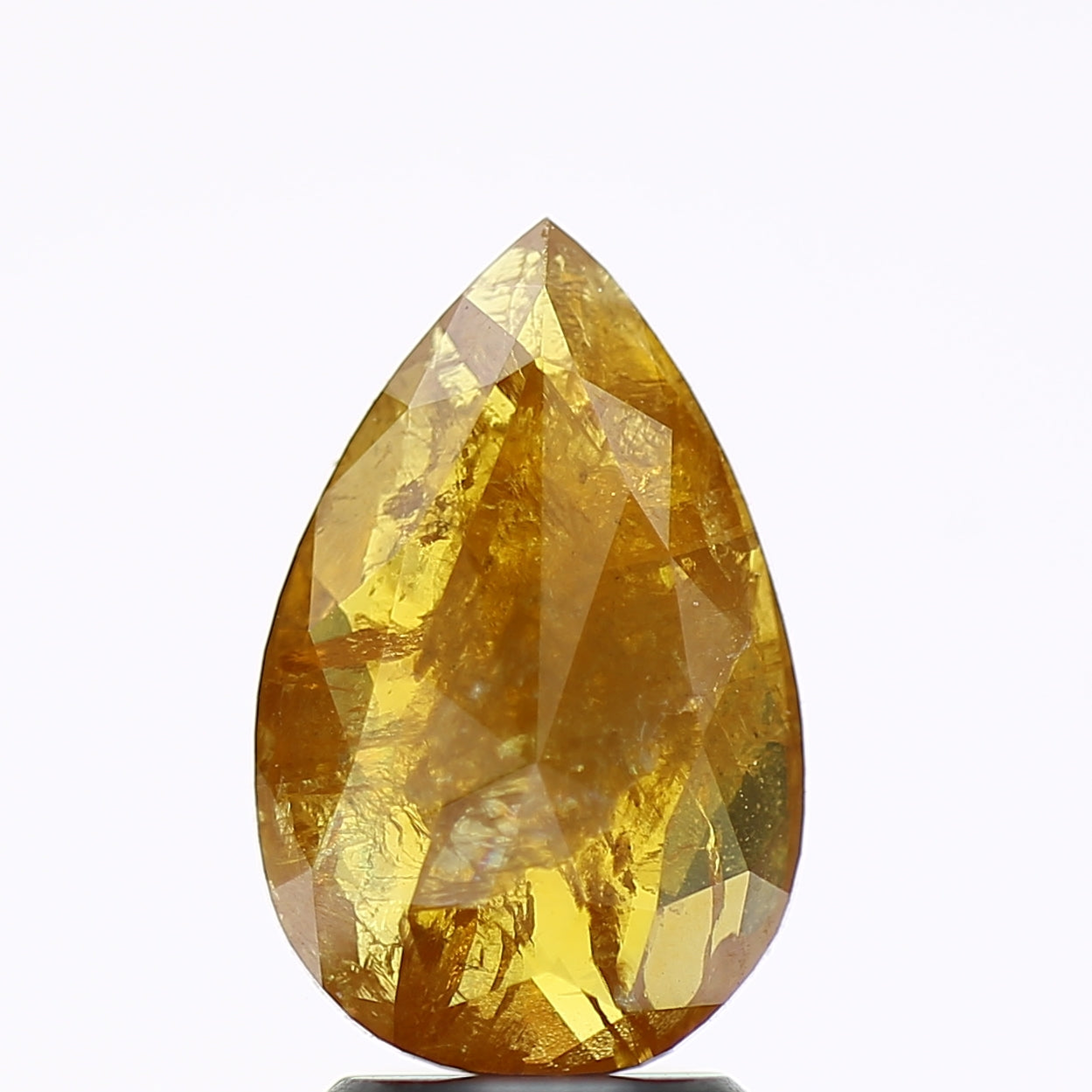 2 Carat Pear Salt and Pepper Diamond Fancy Yellow 11.90 MM