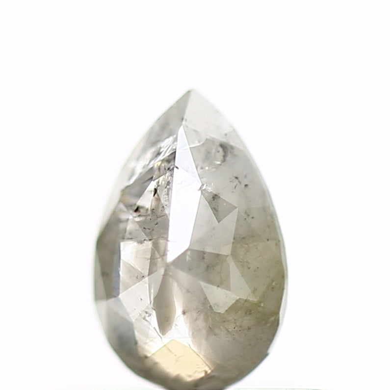 0.42 Carat Natural Rose Cut Gray Pear Salt Pepper Diamond SDM384