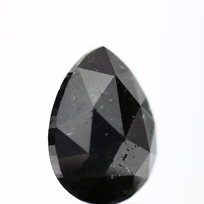 0.98 Carat Natural Black Pear Rose cut Salt Pepper Diamond