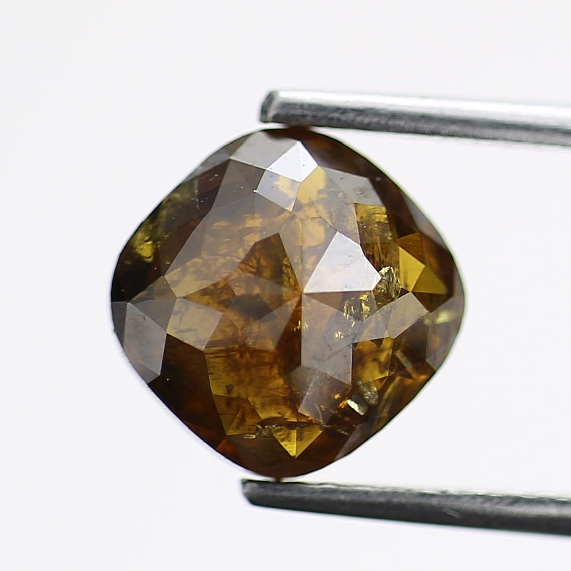 2.45 Carat Natural Cushion Salt and Pepper Diamond Fancy Brown 7.7 MM