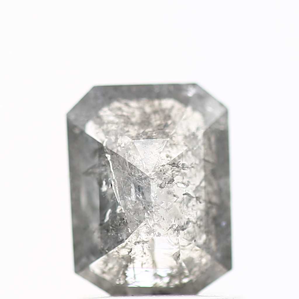 1.01 Carat 6.88 MM Natural Gray Emerald Cut Salt and Pepper Diamond - Blackdiamond