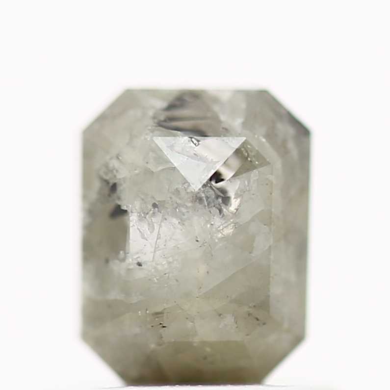 0.96 Carat 5.78 MM Natural Icy Gray Emerald Shape Loose Diamond - Blackdiamond