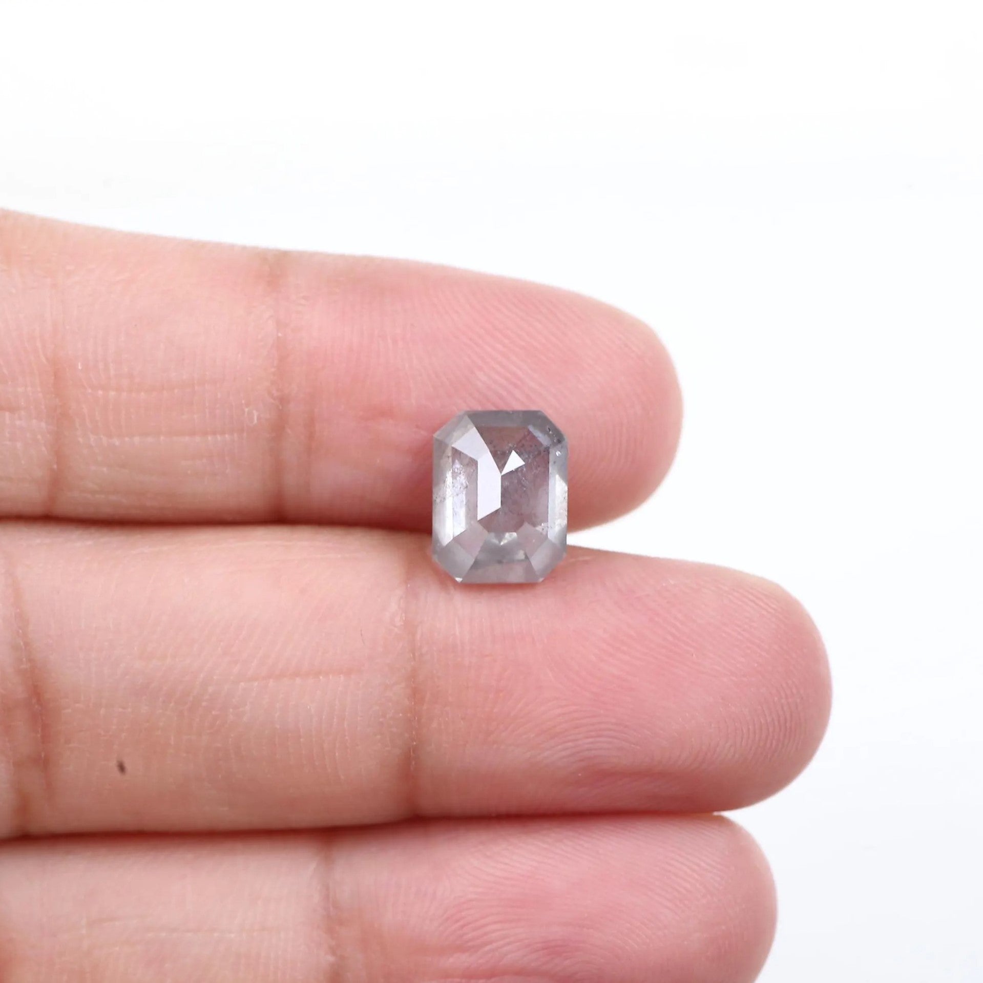 3 Carat Emerald Cut Salt and Pepper Diamond Natural 9.35 MM